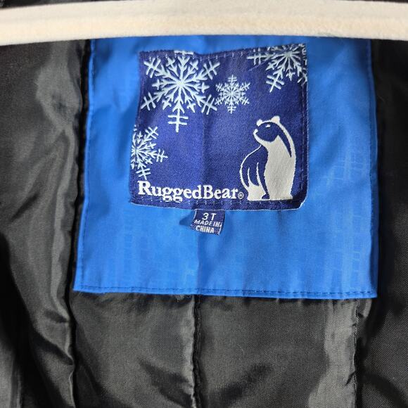 Rugged Bear Winter Jacket 3T Blue Hooded Coat Warm Outdoor Snow Play Wear - Picture 5 of 11